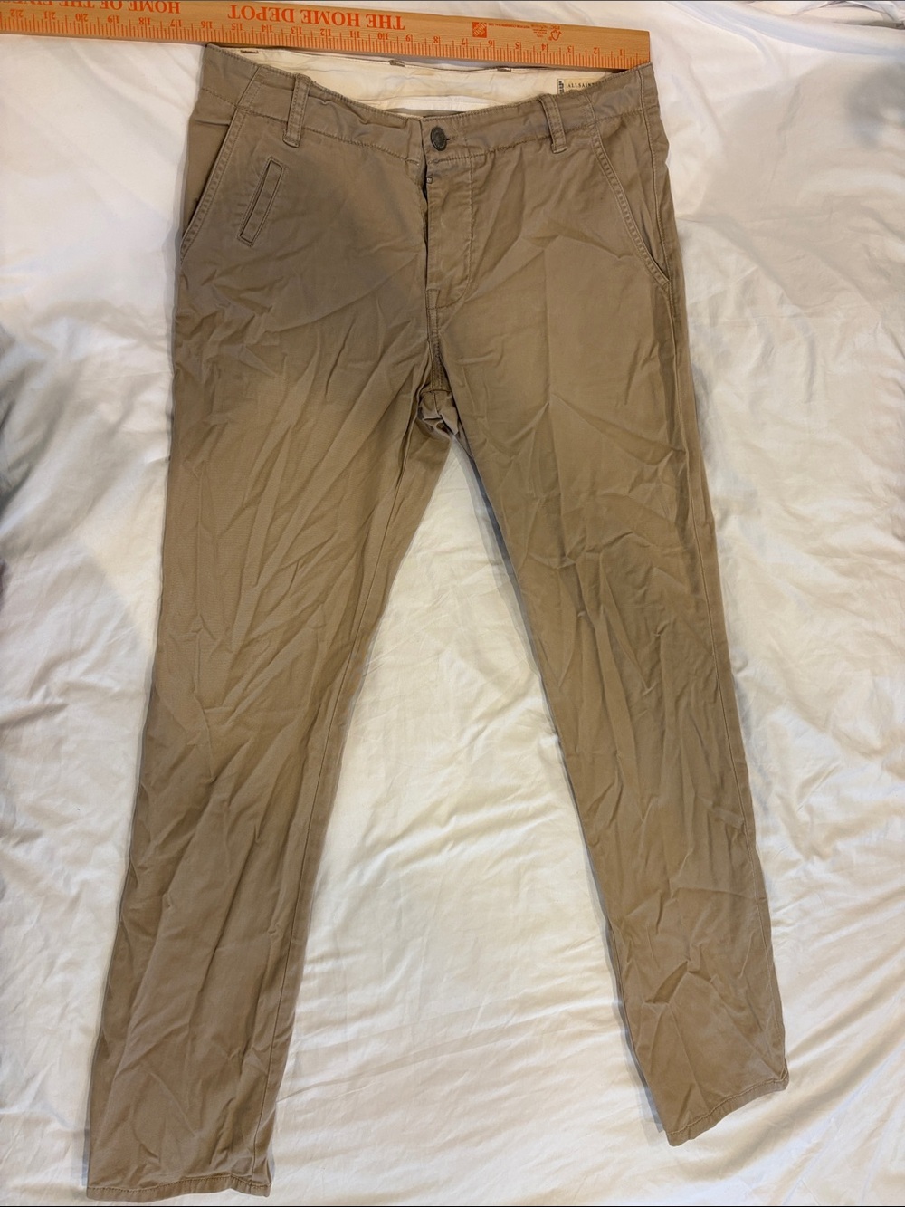 AllSaints Slim Chino Pants in Khaki Brown